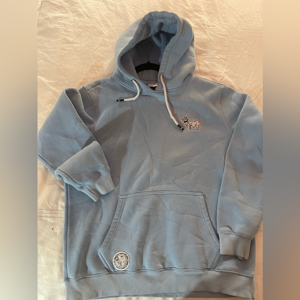 GOAT USA hoodie unisex pullover soft heavy light blue M